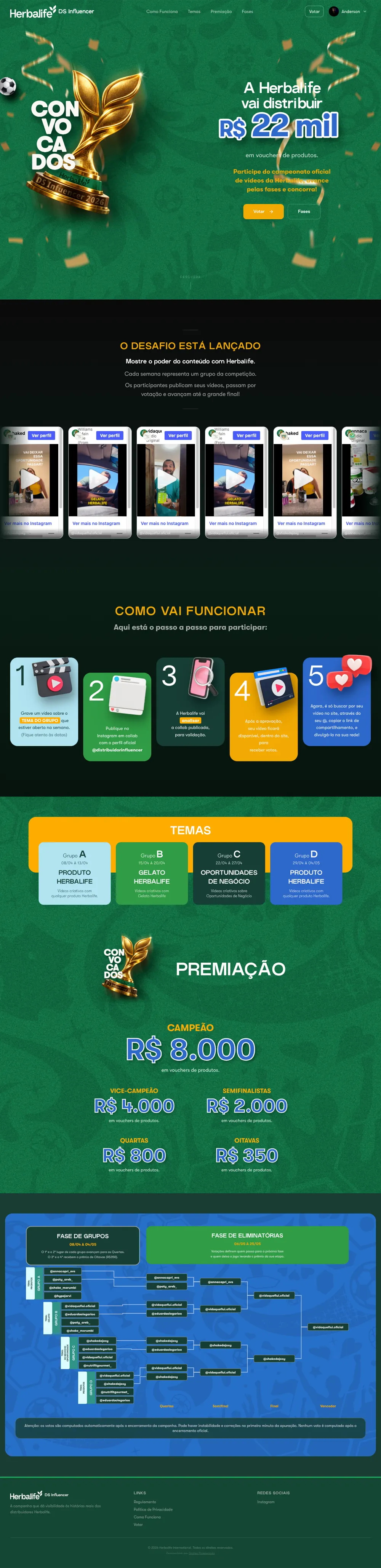 Página do site Herbalife · Influencers