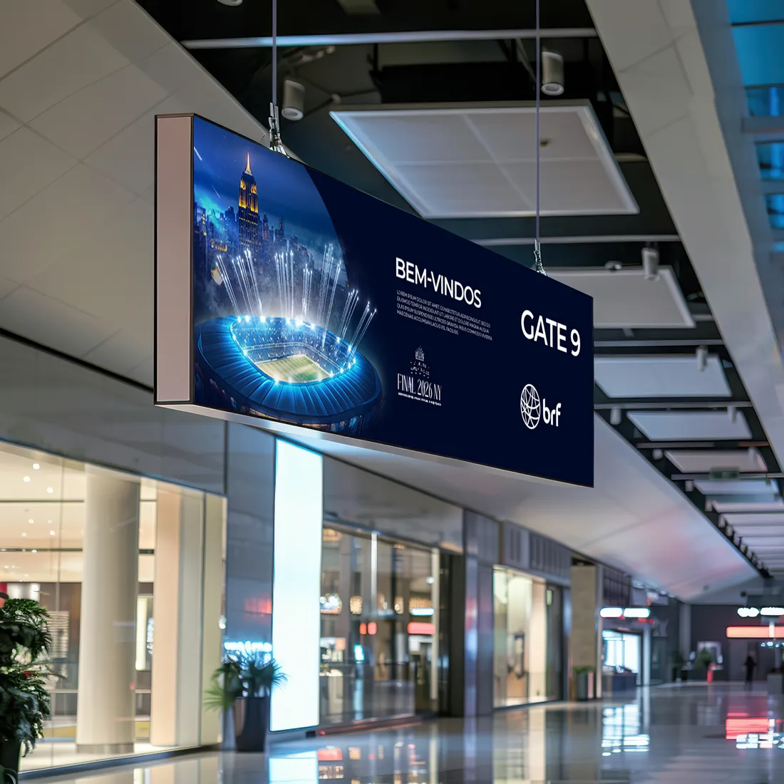 painel de boas-vindas no aeroporto
